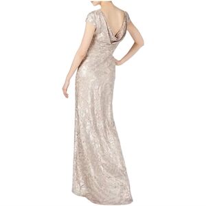 NWT cowl back cap sleeve sequin Calvin Klein evening dress size 14